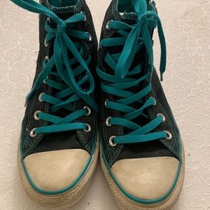 Rare Converse high tops teal and black size 8